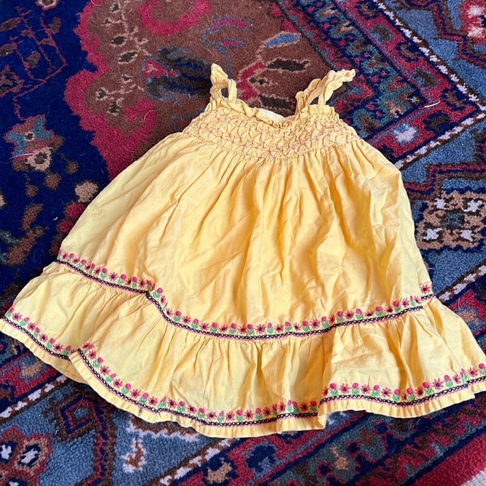 Gap baby | yellow tiered dress with embroidery